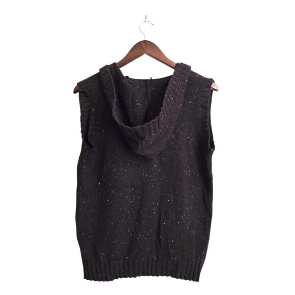 Woolrich Black Speckled Angora Blend Tulip Hem Hooded Sweater Vest Sz M - Picture 5 of 8